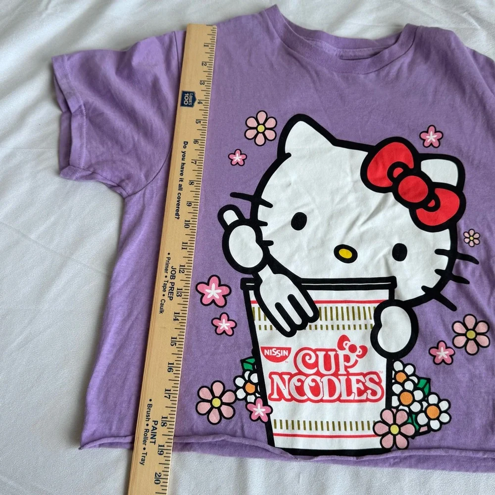 Hello Kitty x Cup Noodles Purple Women Short Sleeve Tee Shirt Sanrio Small - Picture 7 of 7